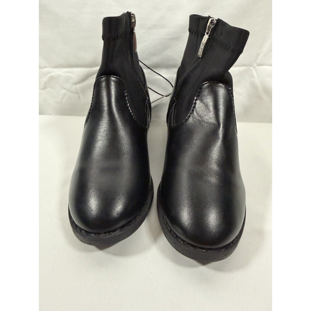 bebe Girls Black Ankle Bootie Zip Block Heel Round Toe Size 13 Synthetic